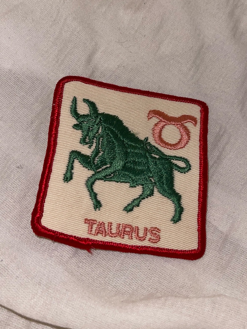 Horoscope Star Sign Red-Trim Taurus Bull Embroidered Patch